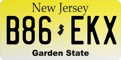 NJ license plate B86EKX