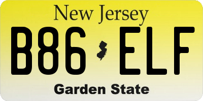 NJ license plate B86ELF
