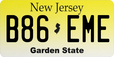 NJ license plate B86EME