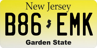 NJ license plate B86EMK