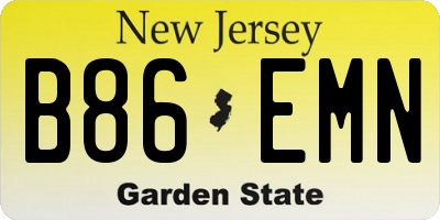 NJ license plate B86EMN