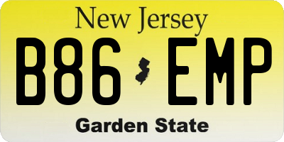 NJ license plate B86EMP