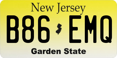 NJ license plate B86EMQ