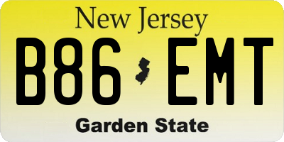 NJ license plate B86EMT
