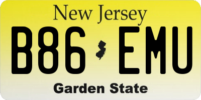 NJ license plate B86EMU