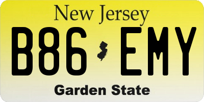 NJ license plate B86EMY