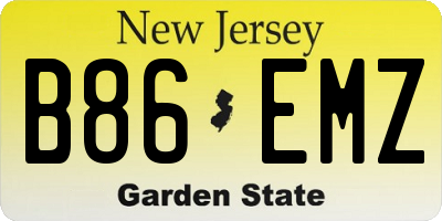 NJ license plate B86EMZ