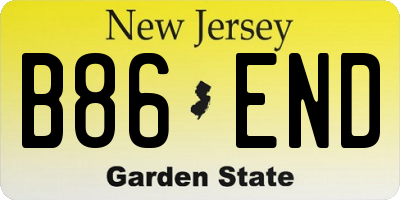 NJ license plate B86END