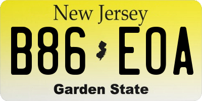 NJ license plate B86EOA