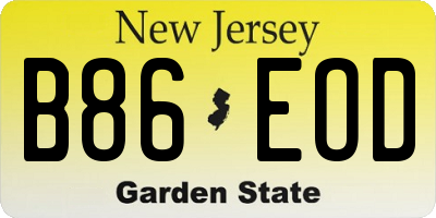 NJ license plate B86EOD