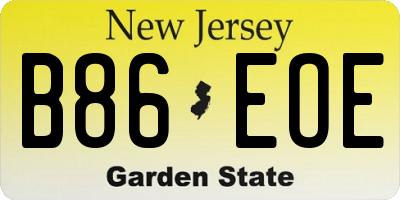NJ license plate B86EOE