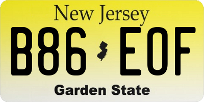 NJ license plate B86EOF