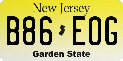 NJ license plate B86EOG