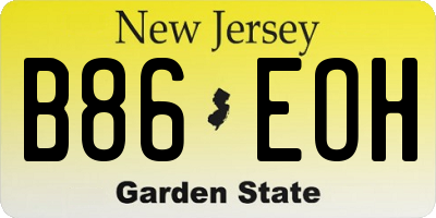 NJ license plate B86EOH