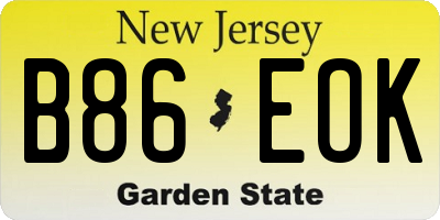 NJ license plate B86EOK