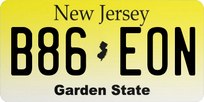 NJ license plate B86EON