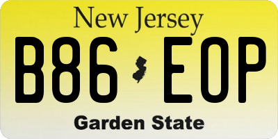 NJ license plate B86EOP