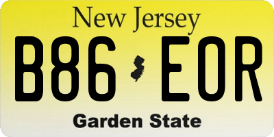 NJ license plate B86EOR