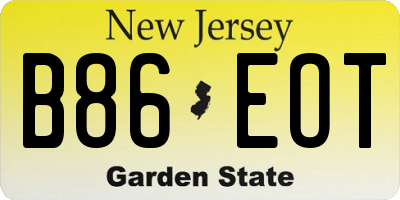 NJ license plate B86EOT