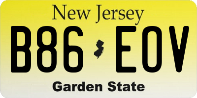 NJ license plate B86EOV