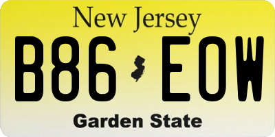 NJ license plate B86EOW