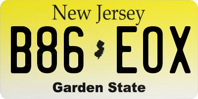NJ license plate B86EOX