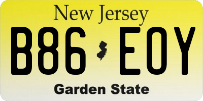 NJ license plate B86EOY