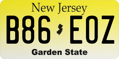 NJ license plate B86EOZ
