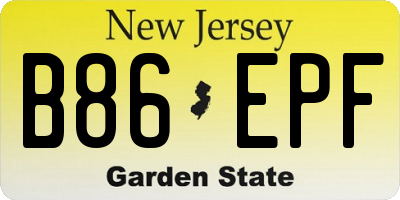 NJ license plate B86EPF