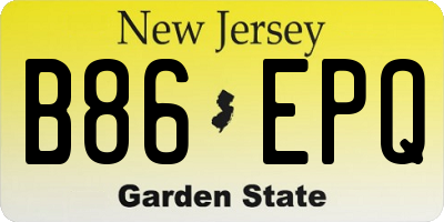 NJ license plate B86EPQ