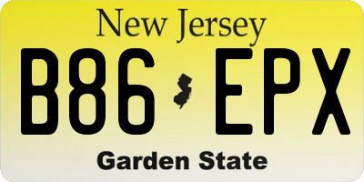 NJ license plate B86EPX