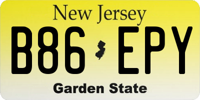 NJ license plate B86EPY