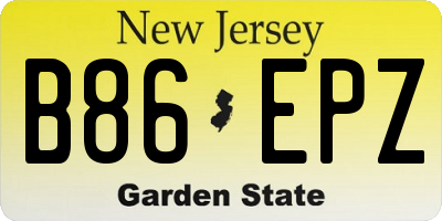 NJ license plate B86EPZ