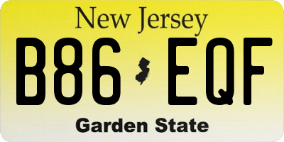 NJ license plate B86EQF