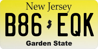 NJ license plate B86EQK