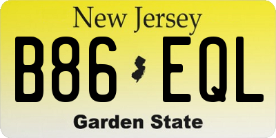 NJ license plate B86EQL