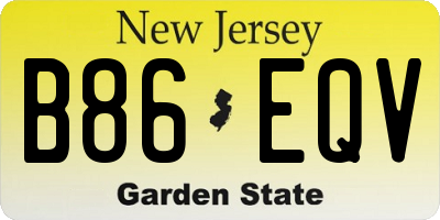 NJ license plate B86EQV