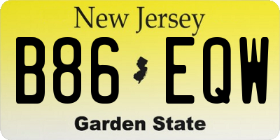NJ license plate B86EQW