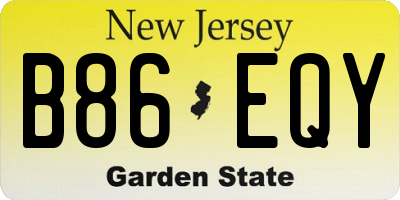 NJ license plate B86EQY