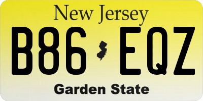 NJ license plate B86EQZ