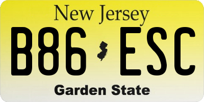NJ license plate B86ESC