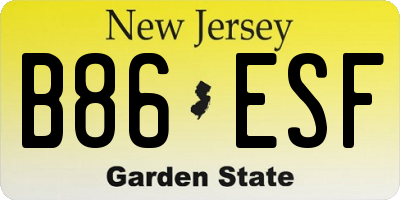 NJ license plate B86ESF