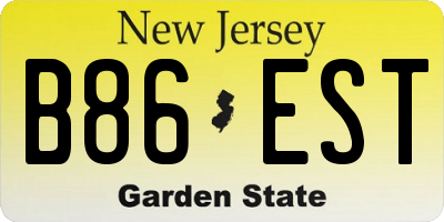 NJ license plate B86EST