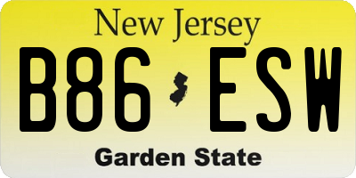 NJ license plate B86ESW