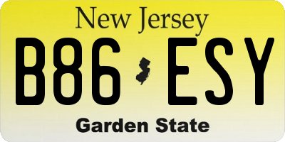NJ license plate B86ESY