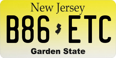NJ license plate B86ETC
