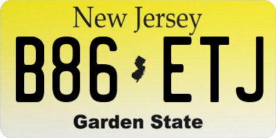 NJ license plate B86ETJ