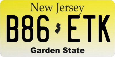 NJ license plate B86ETK