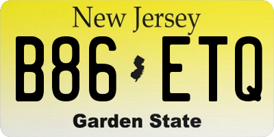 NJ license plate B86ETQ