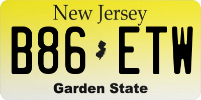 NJ license plate B86ETW